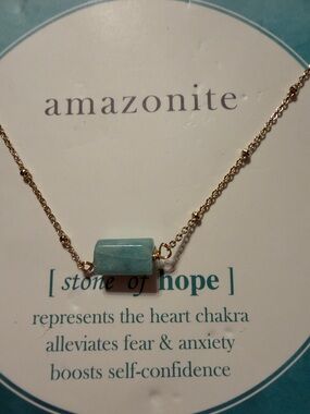 Amazonite Bar Necklace - Gold Chain